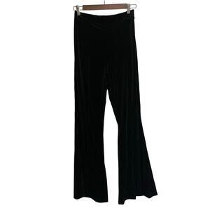 Black Corduroy Velvet Ribbed Flare Leggings Pants Elastic Waist Medium Dressy